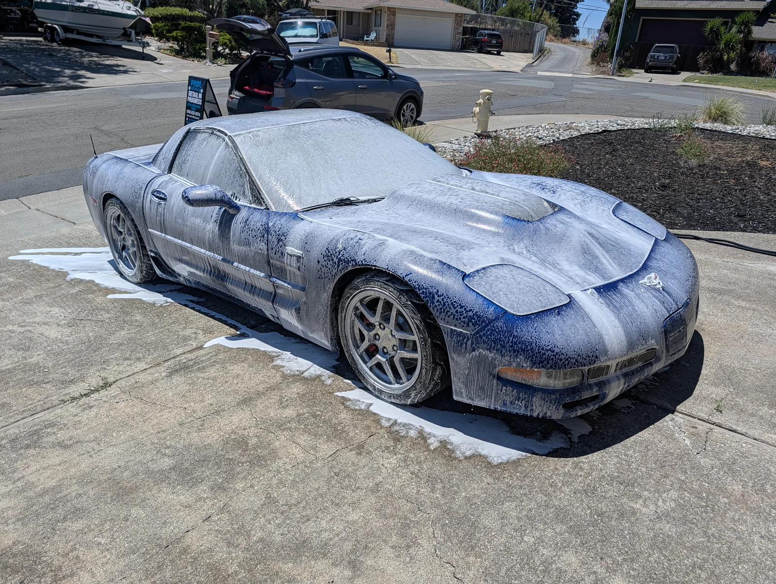 Corvette soapy after express wash by Pride Auto Wash